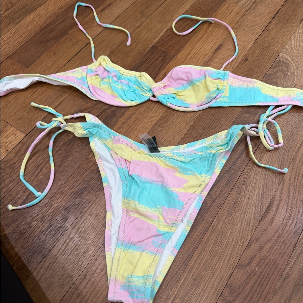Reina Olga Pastel Tie-Dye One-Piece Swimsuit - Pastel Pink, Yellow & Blue